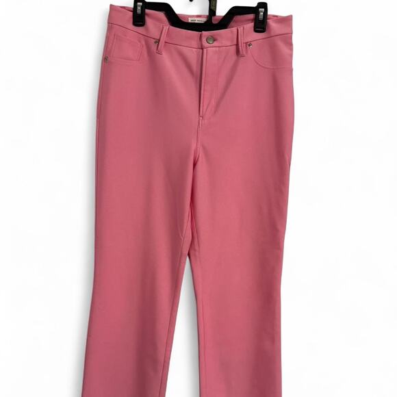 Good American straight leg shiny mid-rise bubble gum pink pants size 14 - Picture 1 of 5